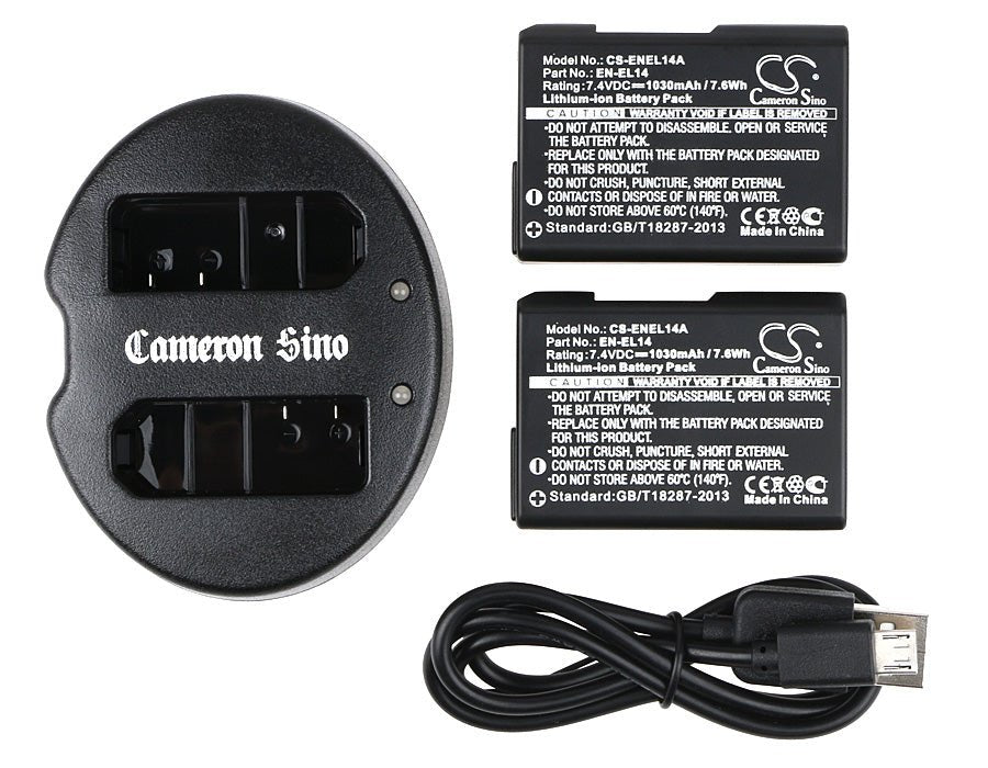 Nikon Coolpix Compatible Battery and USB Charging Set - Includes 2 CS-ENEL14A, 1 DF-ENEL14UH, and USB Cable Cosmetic Mirror Cameron Sino Technology Limited
