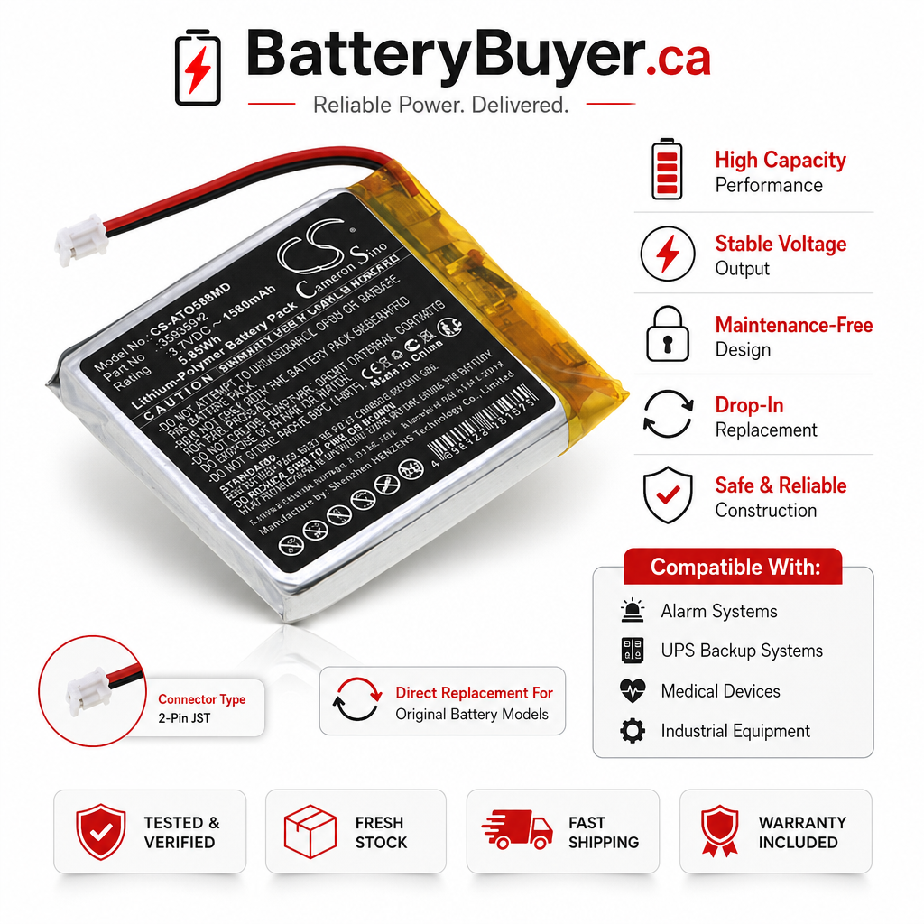 Li-Polymer, BabyPhone Battery fits Alecto Dvm-69, 3.7V, 1500mAh BabyPhone Cameron Sino Technology Limited