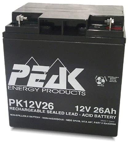 Peak Energy PK12V26B1 12V 26Ah 312Wh Battery Peak Energy