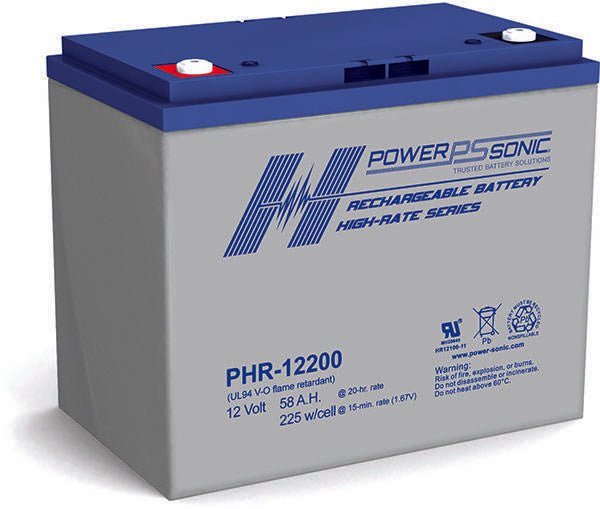 Power Sonic PHR-12200 High-rate Vrla Battery Replaces 12V-58.00Ah Sealed Lead Acid Batteries Power Sonic