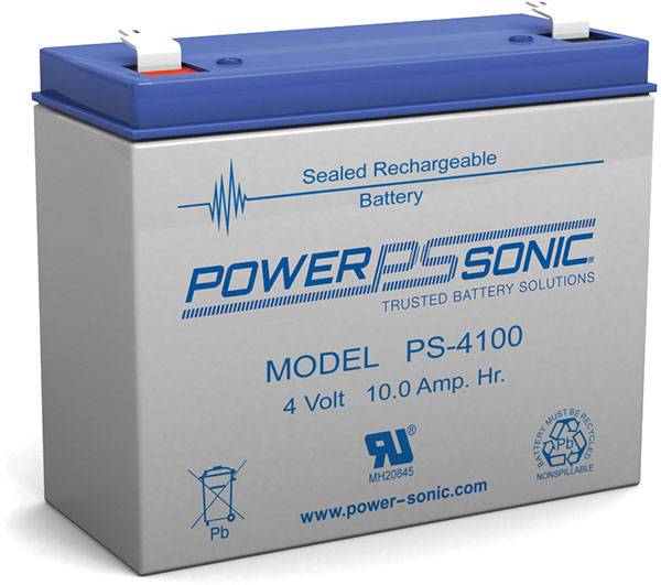 Power Sonic PS-4100 General Purpose Vrla Battery Replaces 4V-10.00Ah Sealed Lead Acid Batteries Power Sonic