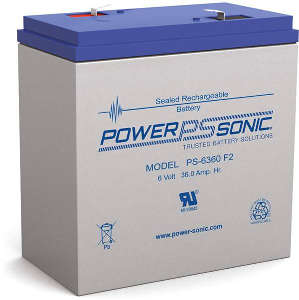Power Sonic PS-6360 General Purpose Vrla Battery Replaces 6V-36.00Ah Sealed Lead Acid Batteries Power Sonic