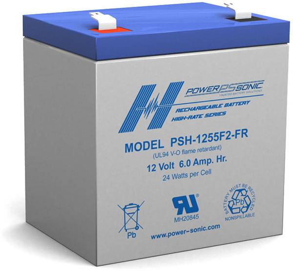 Power Sonic PSH-1255FR High-rate Vrla Battery Replaces 12V-6.00Ah Sealed Lead Acid Batteries Power Sonic