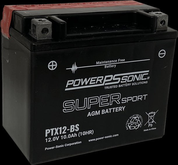 Power Sonic PTX12-BS 12V-10Ah-234 cca Powersports Battery Powersports Batteries Power Sonic