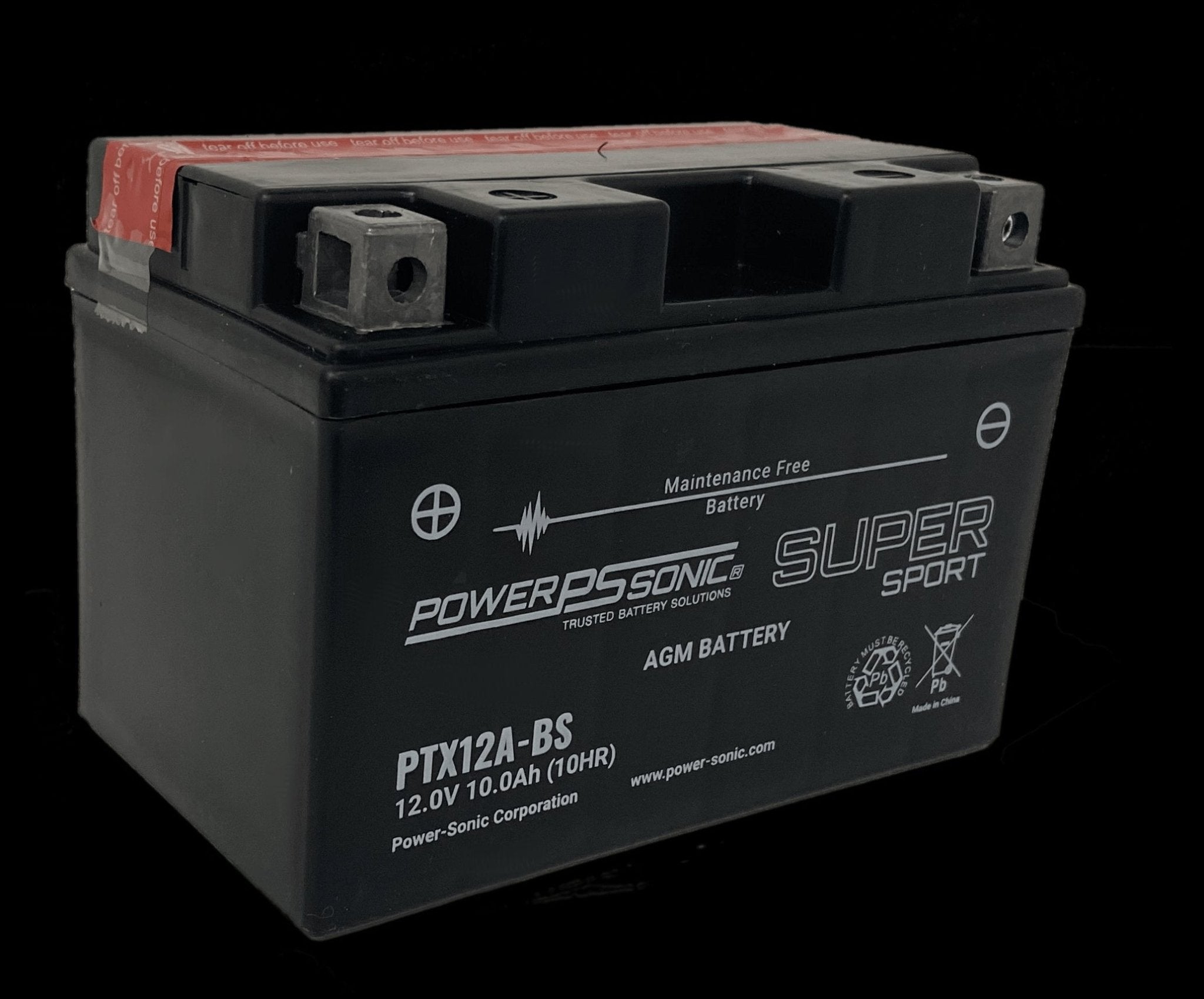 Power Sonic PTX12A-BS 12V-10Ah-200 cca Powersports Battery Powersports Batteries Power Sonic
