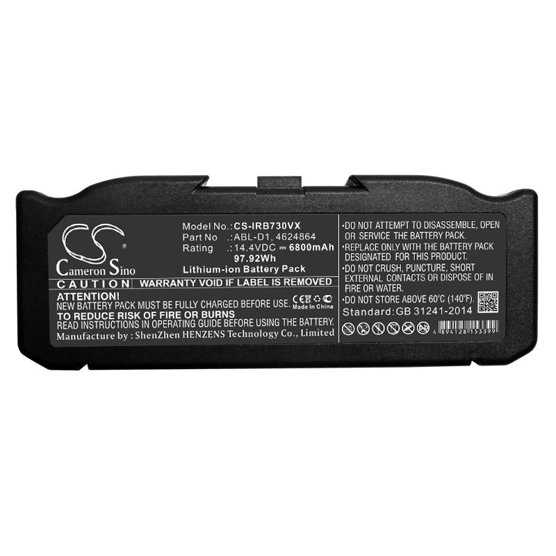Super Extended Li-ion Battery fits Irobot, Roomba i7, Roomba i7+ Roomba e5, 14.4V, 6800mAh Vacuum Cameron Sino Technology Limited