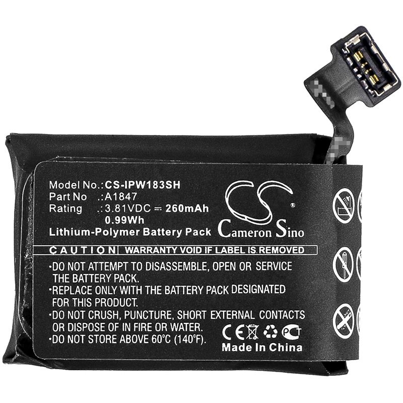 Li-polymer Battery Fits Apple, A1860, Watch Series 3 38mm, Watch Series 3 Gps 38mm 3.81v, 260mah Smartwatch Cameron Sino Technology Limited