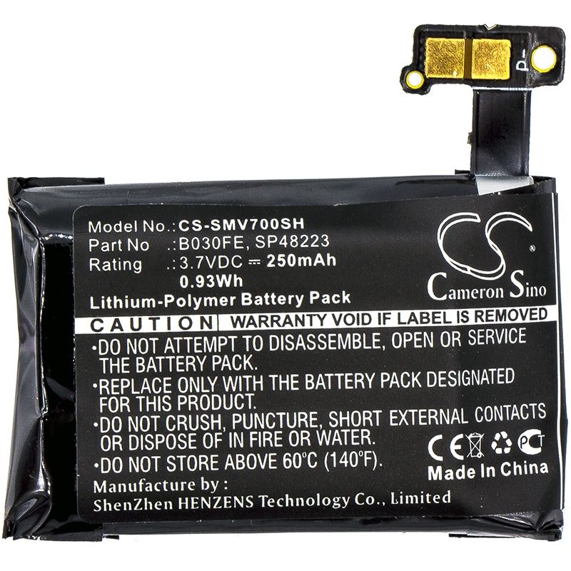 Li-polymer Battery Fits Samsung, Gear 1, Sm-v700, 3.7v, 250mah Smartwatch Cameron Sino Technology Limited