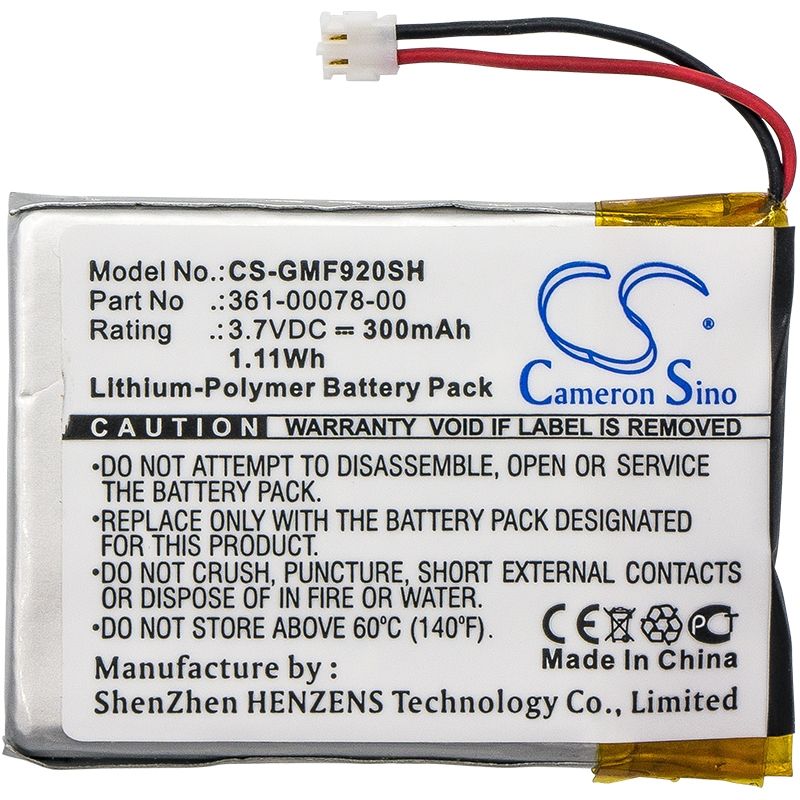 Li-polymer Battery Fits Garmin, Forerunner 920xt, Garmin 3.7v, 300mah Smartwatch Cameron Sino Technology Limited