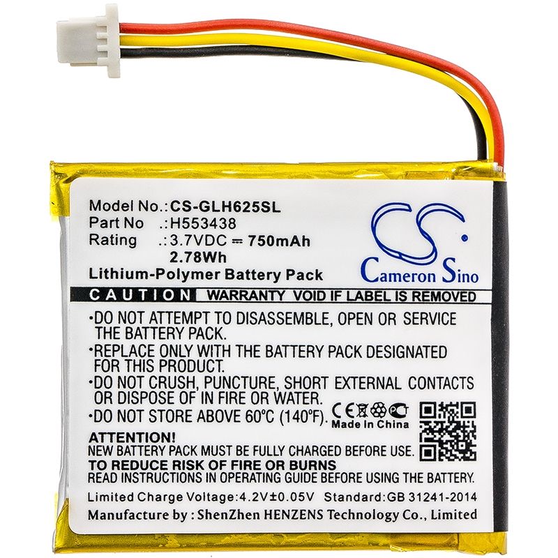 Li-Polymer Battery fits Globalsat, Gh625xt, Globalsat 3.7V, 750mAh Smartwatch Cameron Sino Technology Limited