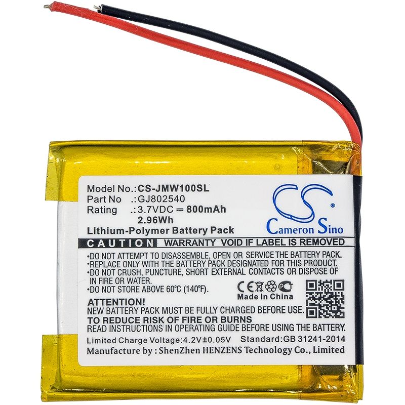 Li-Polymer Speaker Battery fits Jbl, Wind, Jbl 3.7V, 800mAh Speaker Cameron Sino Technology Limited