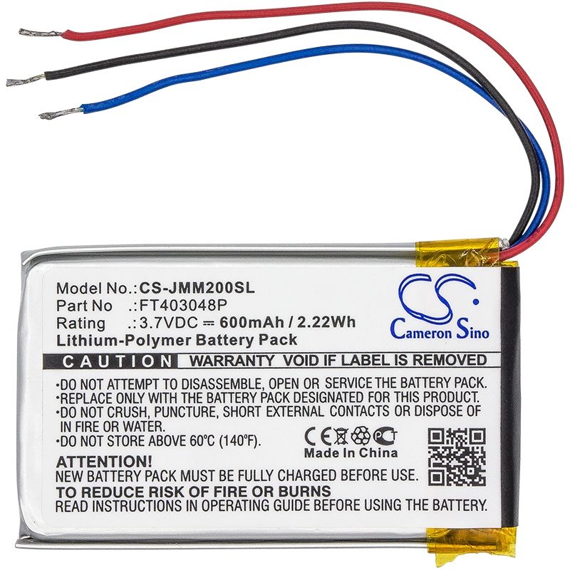 Li-Polymer Speaker Battery fits Jbl, Clip, Micro 2, Micro Ii 3.7V, 600mAh Speaker Cameron Sino Technology Limited