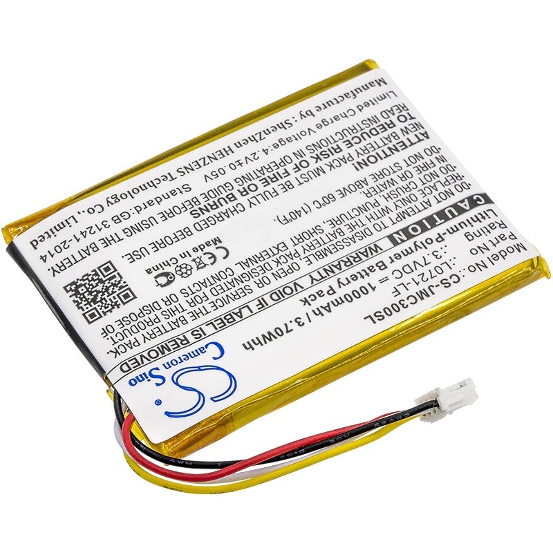 Li-Polymer Speaker Battery fits Jbl, Clip 3, Clip 3an, Clip 3sand 3.7V, 1000mAh Speaker Cameron Sino Technology Limited