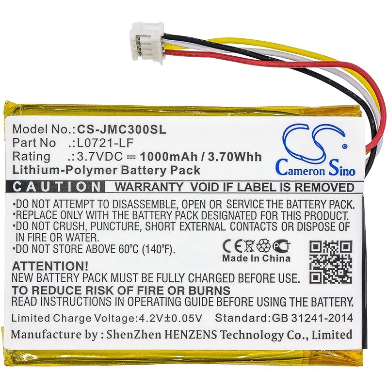 Li-Polymer Speaker Battery fits Jbl, Clip 3, Clip 3an, Clip 3sand 3.7V, 1000mAh Speaker Cameron Sino Technology Limited