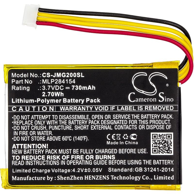 Li-Polymer Speaker Battery fits Jbl, Go 2, Go 2h, 3.7V, 730mAh Speaker Cameron Sino Technology Limited