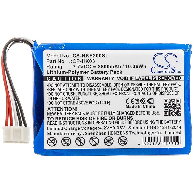 Li-Polymer Speaker Battery fits Harman/kardon, Esquire 2, Harman/kardon 3.7V, 2800mAh Speaker Cameron Sino Technology Limited