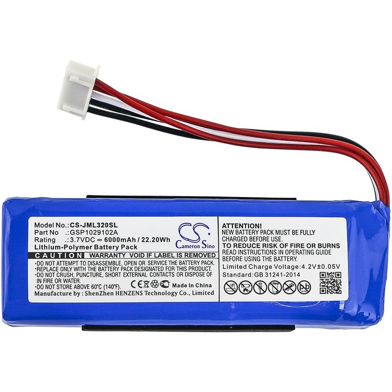 Li-polymer Speaker Battery Fits Jbl, Charge 3 2016, Charge 3 2016 Version, 3.7v, 6000mah Speaker Cameron Sino Technology Limited