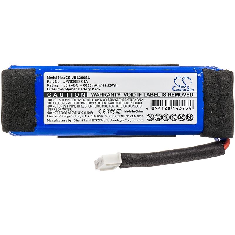 Li-Polymer Speaker Battery fits Jbl, Link 20, Jbl 3.7V, 6000mAh Speaker Cameron Sino Technology Limited