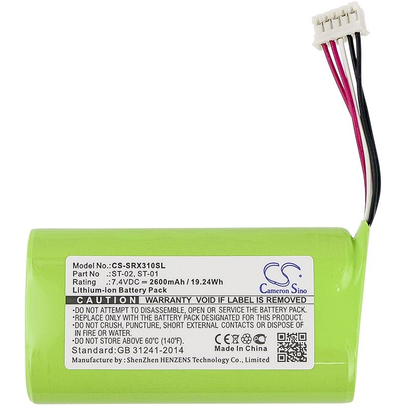 Li-ion Speaker Battery Fits Sony, Srs-x3, Srs-xb2, 7.4v, 2600mah Speaker Cameron Sino Technology Limited