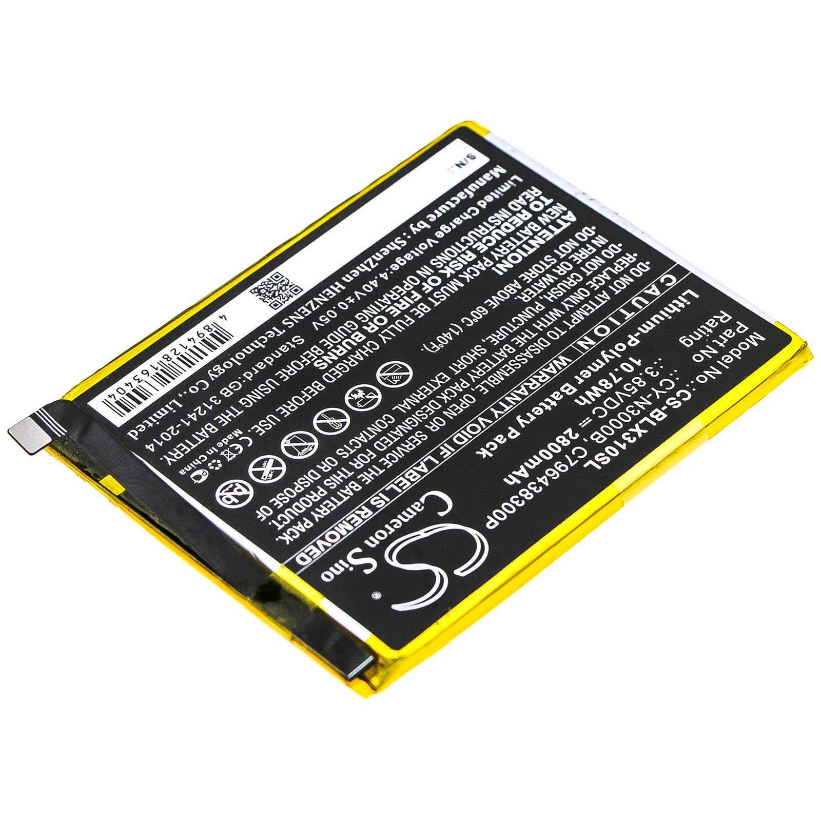 10.78Wh Li-Polymer SmartPhone Battery fits Blu, V0310ww, Vivo Xi Plus 3.85V, 2800mAh Mobile & SmartPhone Cameron Sino Technology Limited