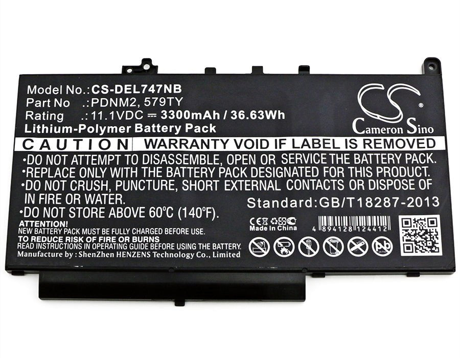 11.1V, Li-Polymer Battery fits Dell, Latitude 12 E7270, Latitude 12 E7470, 3300mAh Notebook & Laptop Cameron Sino Technology Limited