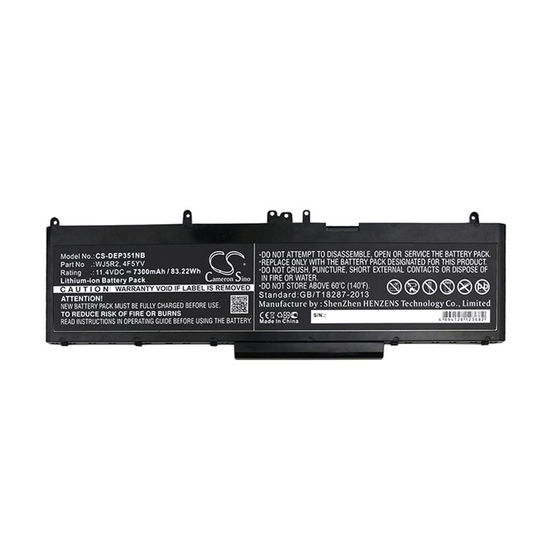 11.4V, Li-ion Battery Fits Dell, Precision 3510, Precision 3510 Workstation, 7300mah Notebook & Laptop Cameron Sino Technology Limited