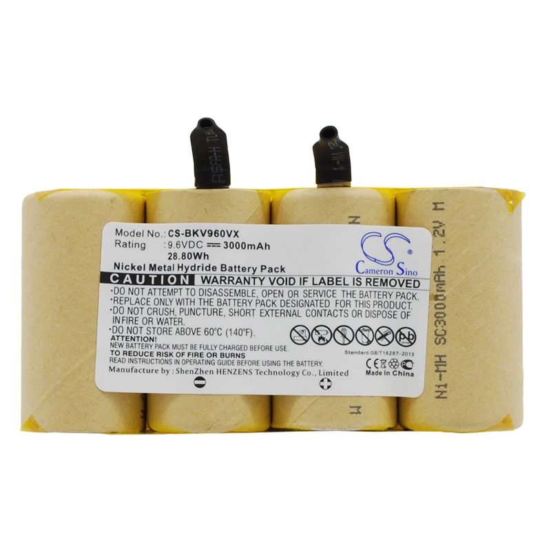 Ni-MH Battery fits Black & Decker, Dv9605 9.6V, 3000mAh Vacuum Cameron Sino Technology Limited