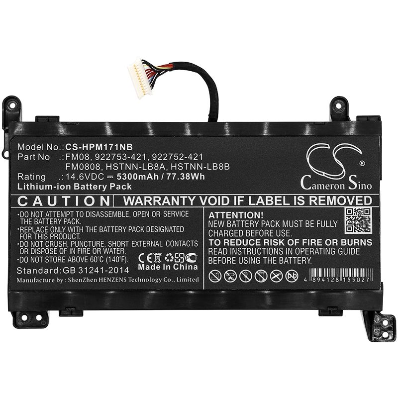 12 Pin Version Li-ion Battery Fits Hp, Omen 17-an, 14.6v, 5300mah Notebook & Laptop Cameron Sino Technology Limited