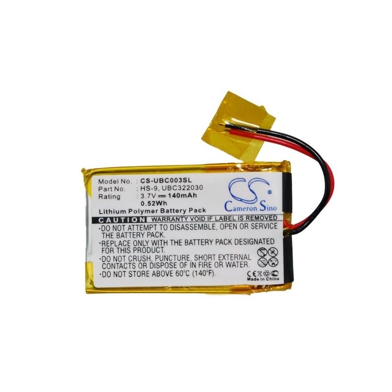 Li-Polymer Battery fits Ultralife, Ubc322030, Ubp008, 3.7V, 140mAh Wireless Headset Cameron Sino Technology Limited