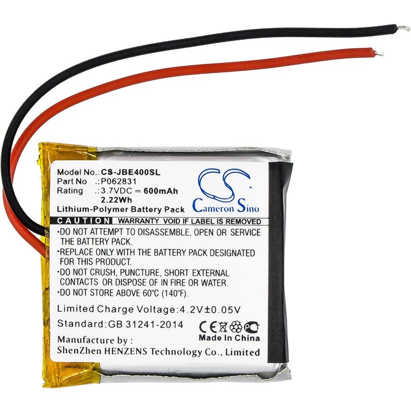 Li-Polymer Battery fits Jbl, Synchros S400bt, Jbl 3.7V, 600mAh Wireless Headset Cameron Sino Technology Limited