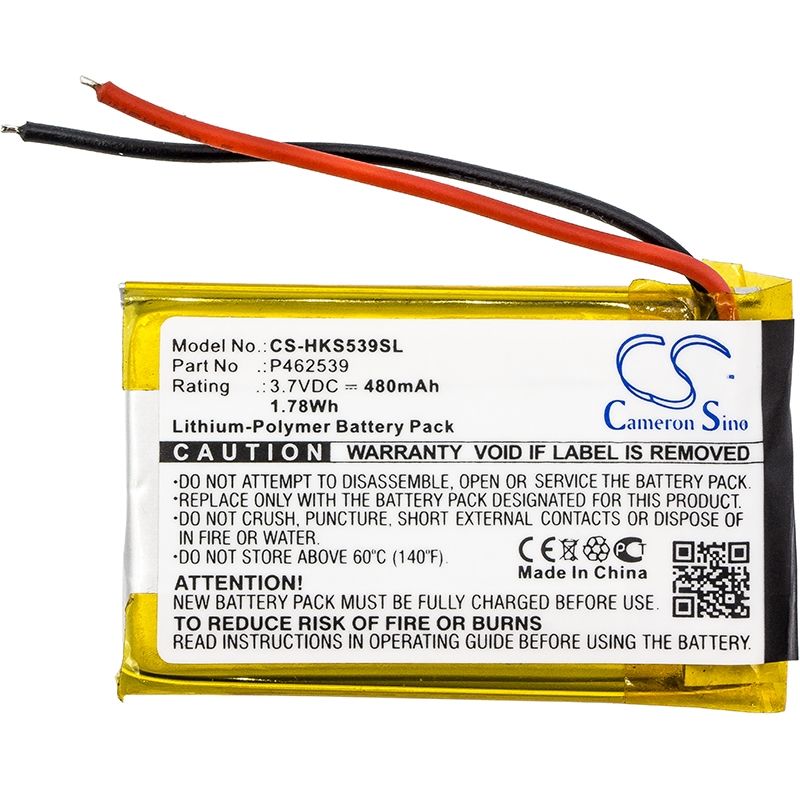 Li-Polymer Battery fits Harman/kardon, Soho, Harman/kardon 3.7V, 480mAh Wireless Headset Cameron Sino Technology Limited