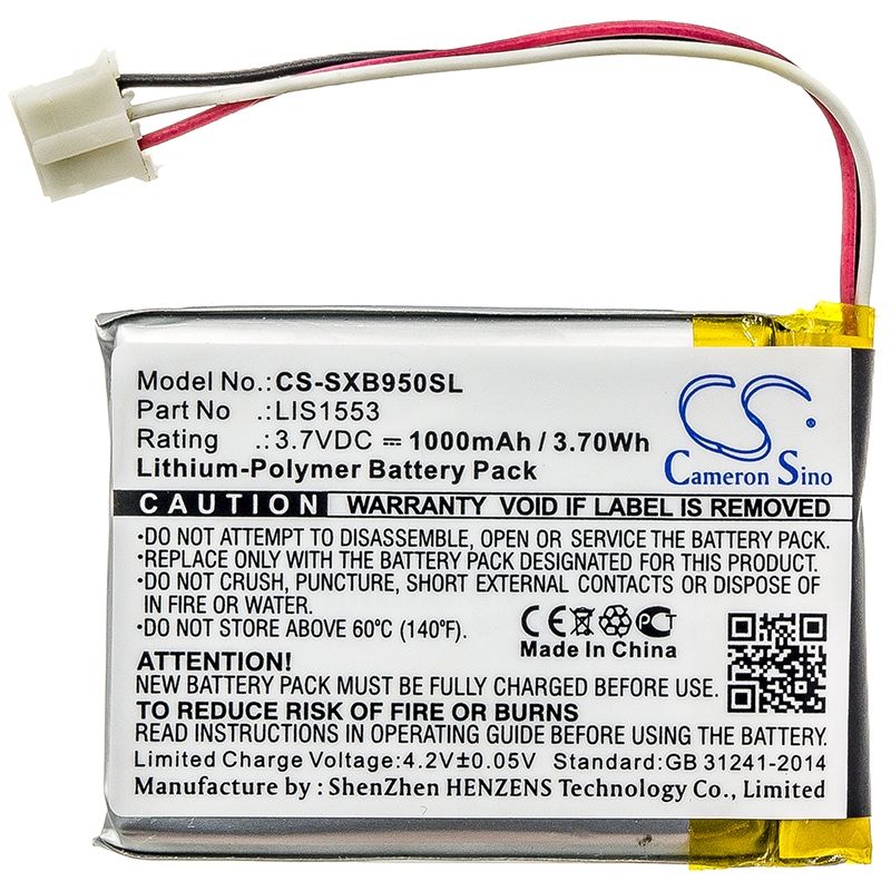 Li-polymer Speaker Battery Fits Sony, Mdr-xb950n1, Sony 3.7v, 1000mah Speaker Cameron Sino Technology Limited