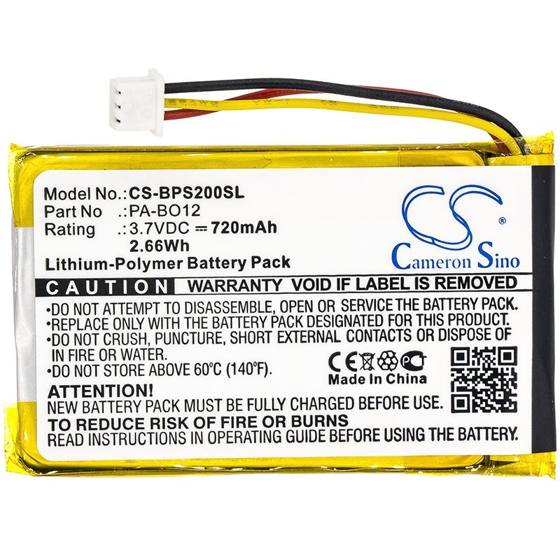 Li-Polymer Battery fits Bang & Olufsen, Beosound 2, Bang & Olufsen 3.7V, 720mAh Wireless Headset Cameron Sino Technology Limited