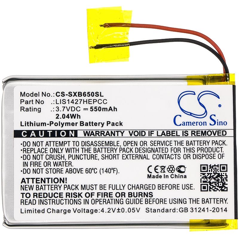 Li-polymer Battery Fits Sony, Mdr-xb650bt, Mdr-xb950b1, Mdr-xb950bt 3.7v, 550mah Wireless Headset Cameron Sino Technology Limited