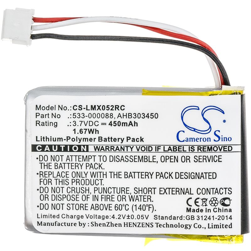 Li-polymer Battery Fits Logitech, 910-004362, 910-004374, M-ro052 3.7v, 450mah Keyboard,Mouse Cameron Sino Technology Limited