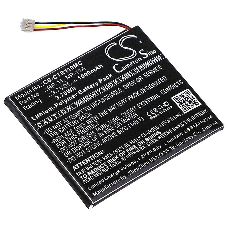Li-Polymer Battery fits Casio, Tr Mini, Tr-m11 3.7V, 1000mAh Camera Cameron Sino Technology Limited