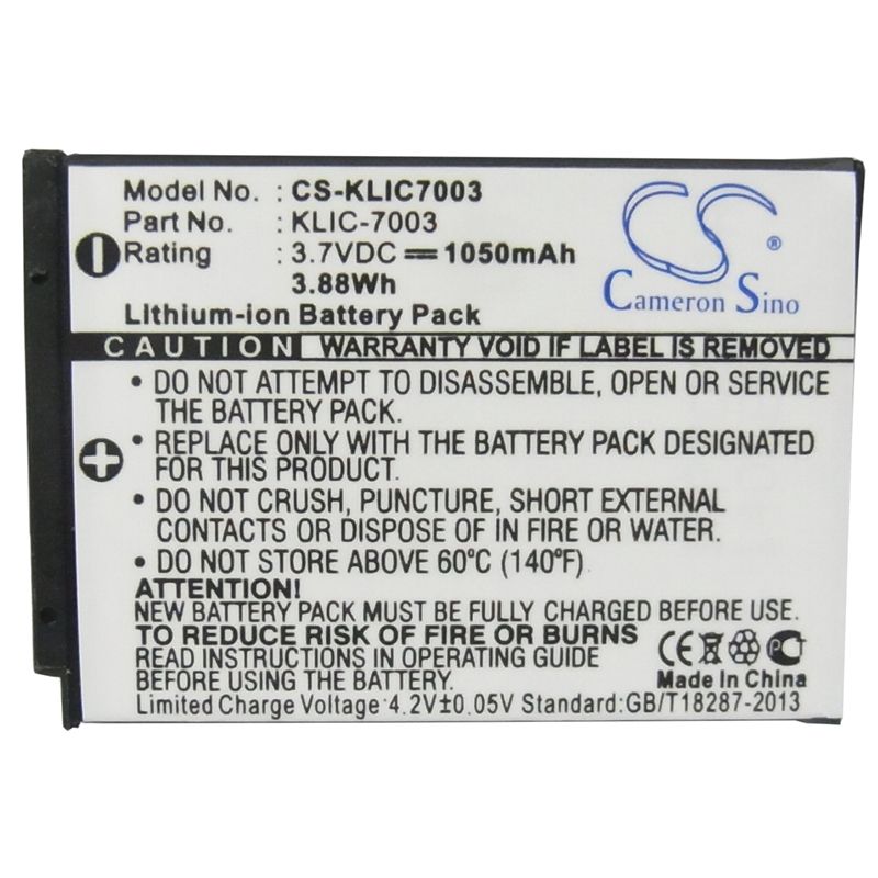 Li-ion Battery Fits Kodak, Easyshare M380, Easyshare M381, Easyshare V1003 3.7v, 1050mah Camera Cameron Sino Technology Limited