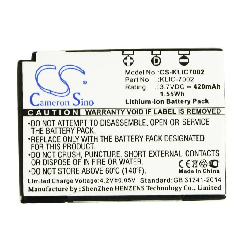 Li-ion Battery Fits Kodak, Easyshare V530, Easyshare V530 Zoom, Easyshare V603 3.7v, 420mah Home Electronics Cameron Sino Technology Limited (Suspended)