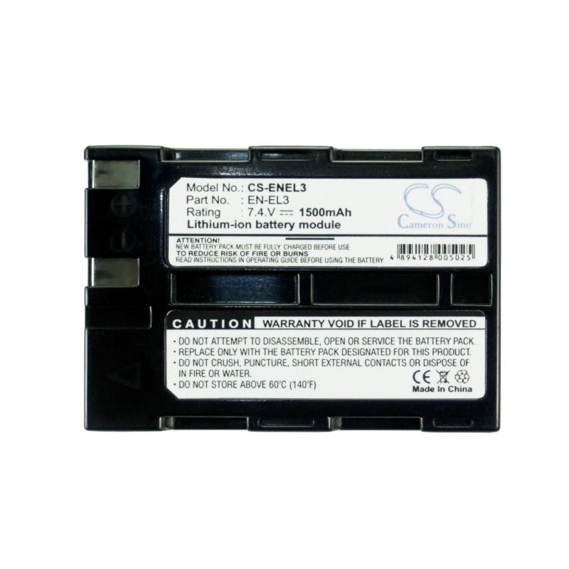 Li-ion Battery fits Nikon, D100, D100 Slr, D50 7.4V, 1300mAh Camera Cameron Sino Technology Limited