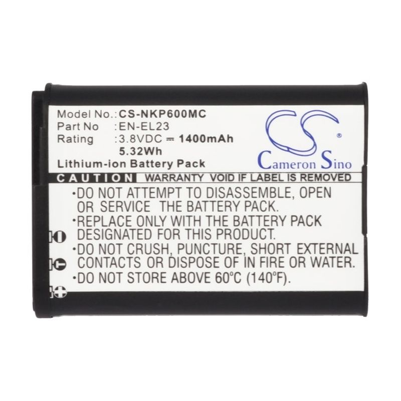 Li-ion Battery fits Nikon, Coolpix P600, Coolpix P610, Coolpix P610s 3.8V, 1400mAh Camera Cameron Sino Technology Limited
