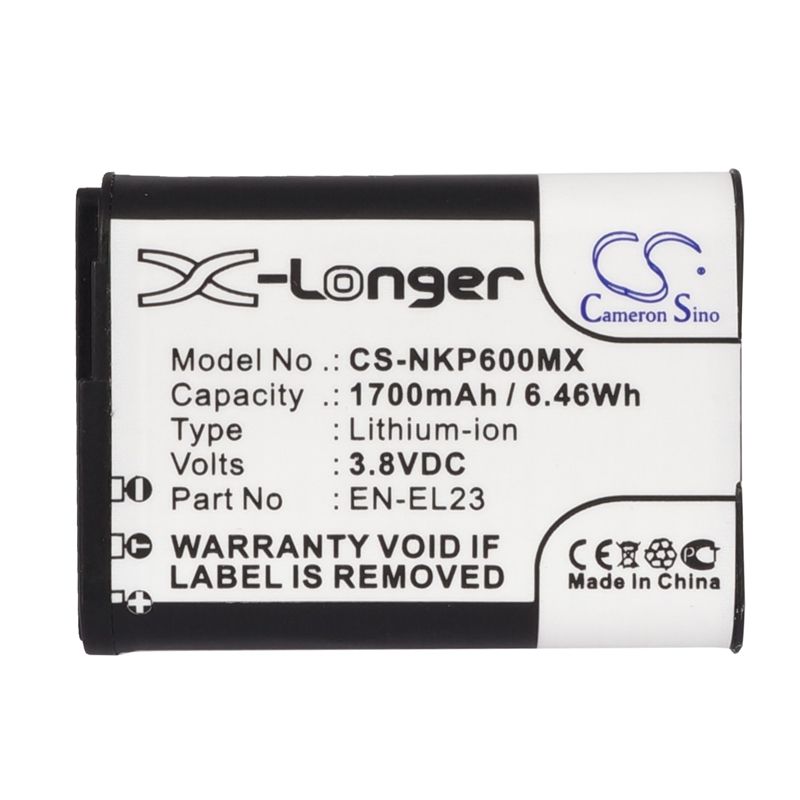 Li-ion Battery Fits Nikon, Coolpix P600, Coolpix P610, Coolpix P610s 3.8v, 1700mah Camera Cameron Sino Technology Limited