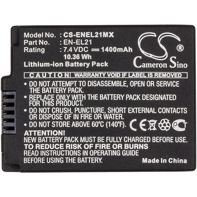 Li-ion Battery fits Nikon, 1 V2 7.4V, 1400mAh Camera Cameron Sino Technology Limited