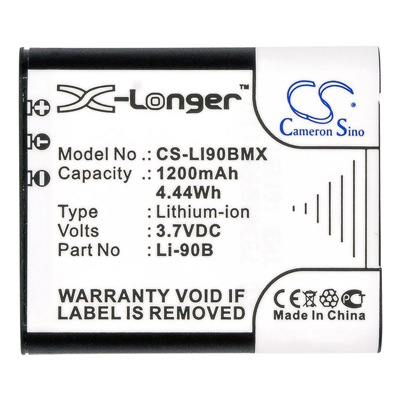 Li-ion Battery fits Olympus, Powers Stylus Sp-100, Sh-50 His, Stylus Xz-2 3.7V, 1200mAh Camera Cameron Sino Technology Limited