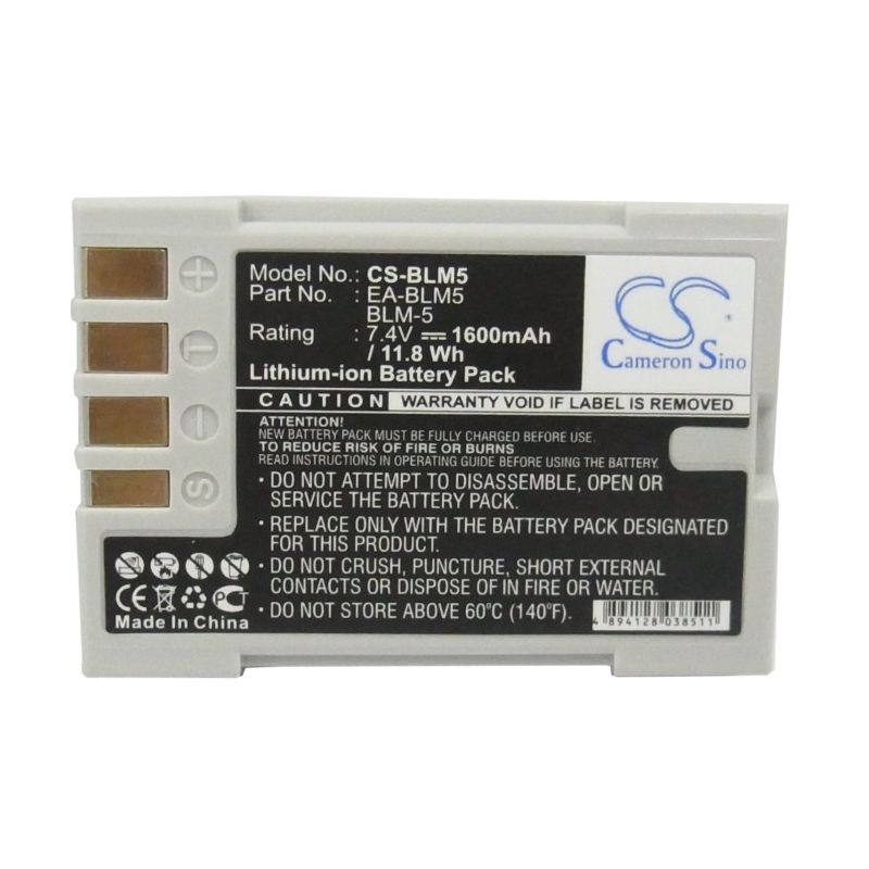 Li-ion Battery fits Olympus, E3, E30, E5 7.4V, 1600mAh Camera Cameron Sino Technology Limited