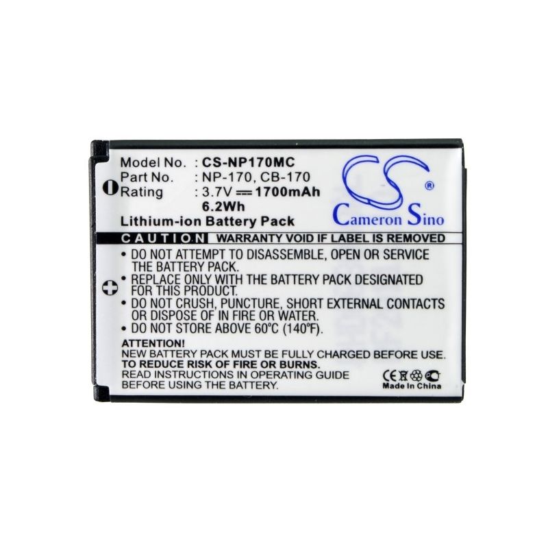 Li-ion Battery Fits Ordro, Hdv-d325, Hdv-d370, Speed 3.7v, 1700mah Camera Cameron Sino Technology Limited