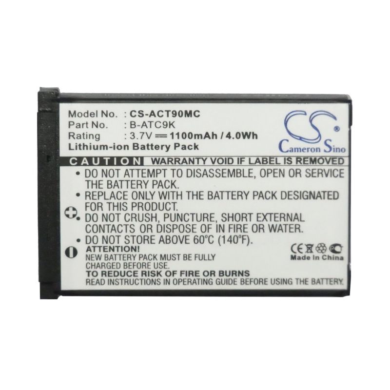 Li-ion Battery fits Oregon Scientific, Atc9k, Atc9k Action Camera 3.7V, 1100mAh Camera Cameron Sino Technology Limited