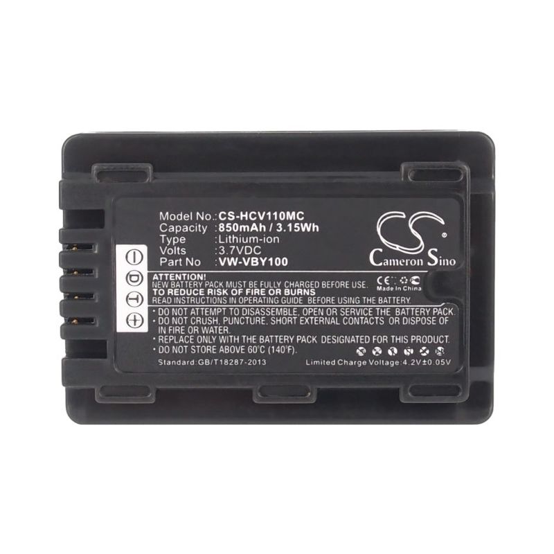 Li-ion Battery fits Panasonic, Hc-v110, Hc-v110g, Hc-v110gk 3.7V, 850mAh Camera Cameron Sino Technology Limited