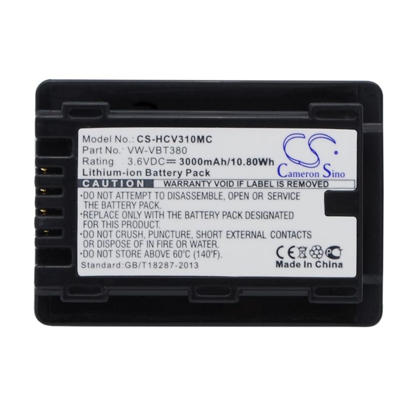 Li-ion Battery fits Panasonic, Hc-250eb, Hc-550eb, Hc-727eb 3.6V, 3000mAh Camera Cameron Sino Technology Limited