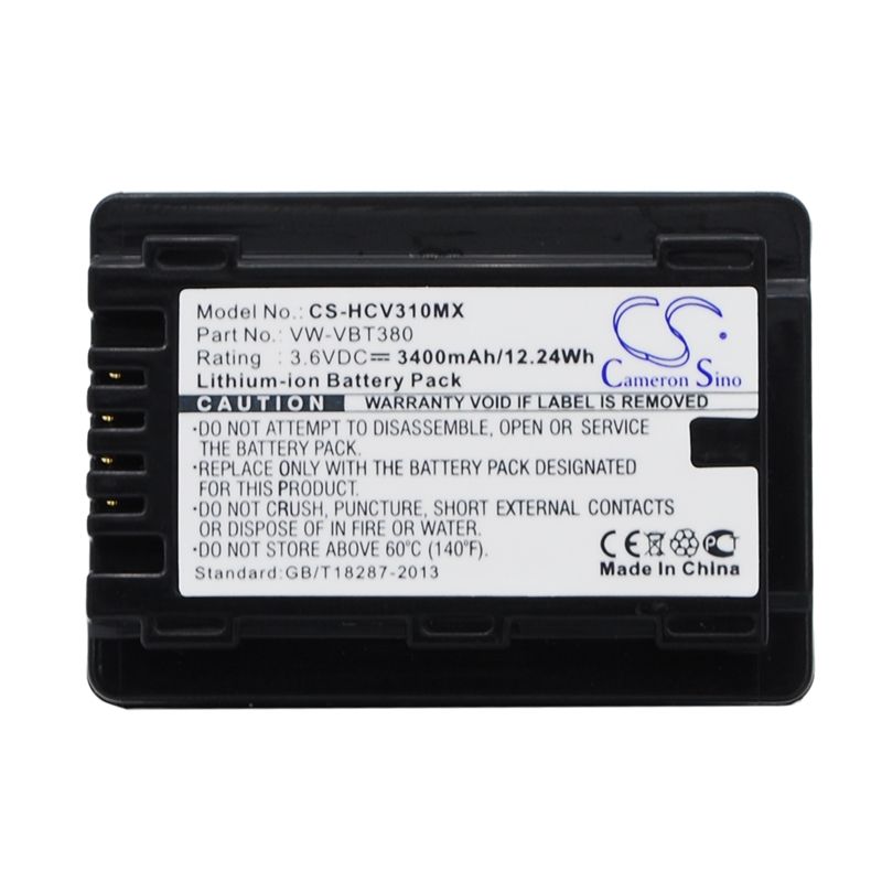 Li-ion Battery fits Panasonic, Hc-250eb, Hc-550eb, Hc-727eb 3.6V, 3400mAh Camera Cameron Sino Technology Limited