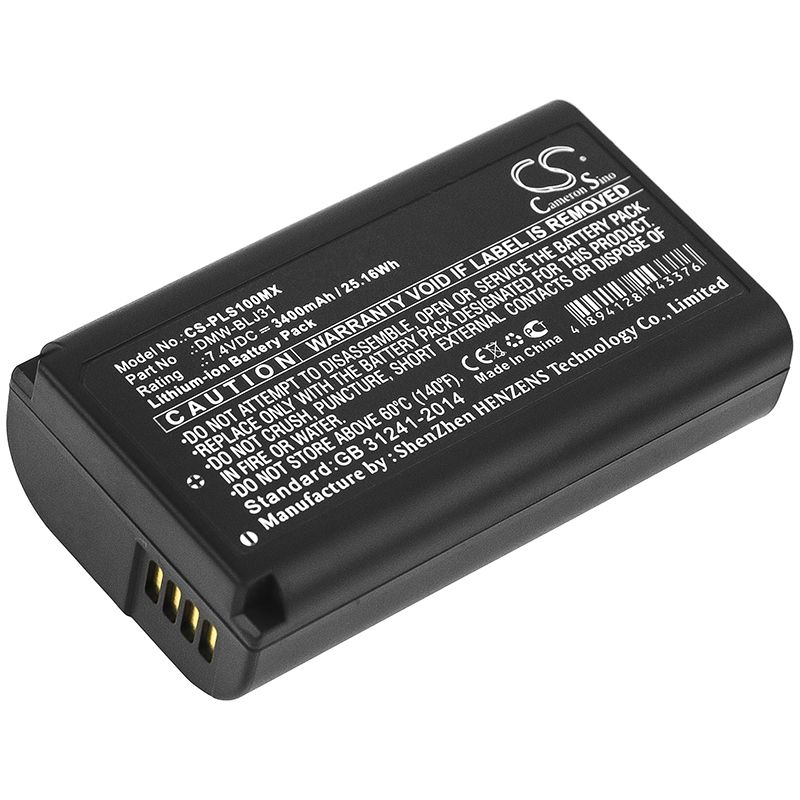 Li-ion Battery fits Panasonic, Lumix S1, Lumix S1r 7.4V, 3400mAh Camera Cameron Sino Technology Limited